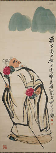 A CHINESE FIGURE PAINTING ,QI BAISHI Mark