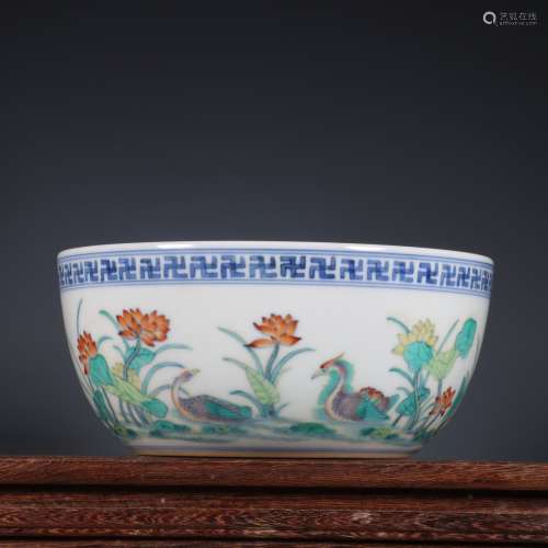 A Qianlong  doucai bowl with lotus Pond painting