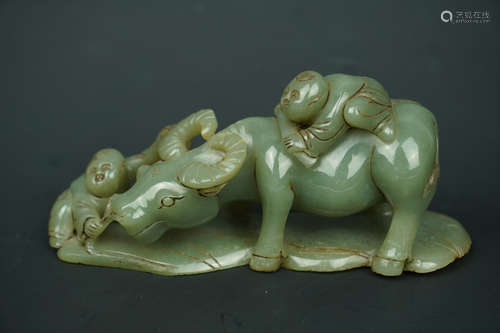 A  JADE OX ORNAMENT