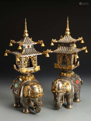 A pair of  BRONZE gilt ornaments