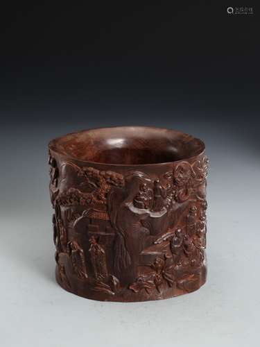 A Rosewood brush pot