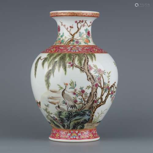 A  YONGZHENG FAMILLE ROSE GILD DECORATED BOTTLE VASE