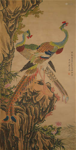 A CHINESE PAINTING OF BIRD,JIANG TINGXI Mark