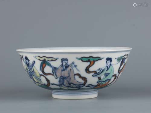 A  Kangxi  doucai eight immortals three-star bowl