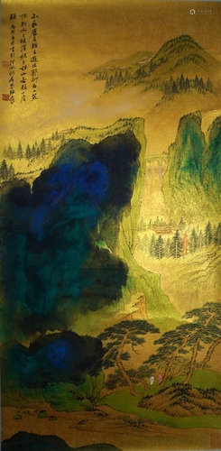 A CHINESE LANDSCAPE PAINTING ,ZHANG DAQIAN Mark