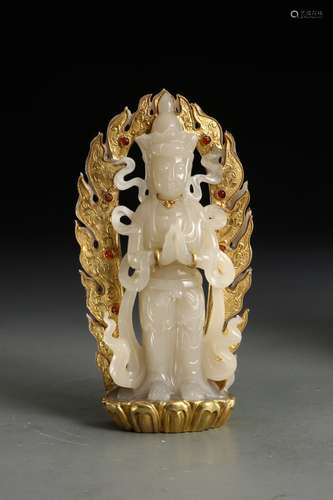 A  JADE GUANYIN STATUE