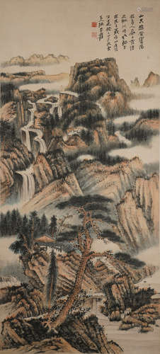 A CHINESE LANDSCAPE PAINTING ,ZHANGDAQIAN Mark