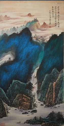 A CHINESE LANDSCAPE PAINTING ,ZHANG DAQIAN Mark