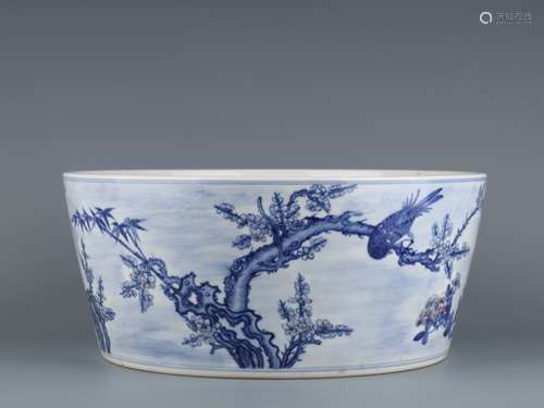 A  YONGZHENG BLUE AND WHITE COPPER RED VAT