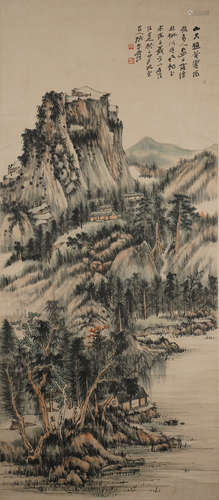 A CHINESE LANDSCAPE PAINTING ,ZHANG DAQIAN Mark