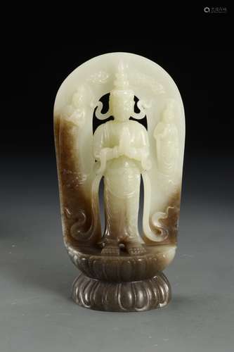 A  TANGBAI JADE GUANYIN STATUE