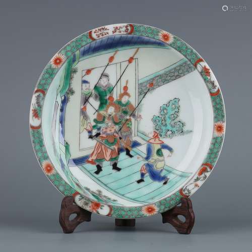 A KANGXI WUCAI FIGURE DISH