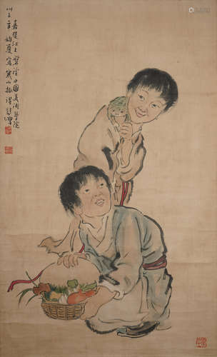 A CHINESE FIGURE PAINTING ,XVBEIHONG Mark