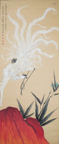 A CHINESE BIRD PAINTING,ZHANGSHANZI Mark