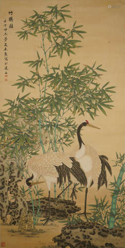 A CHINESE BIRD PAINTING ,ZHUXIONG Mark