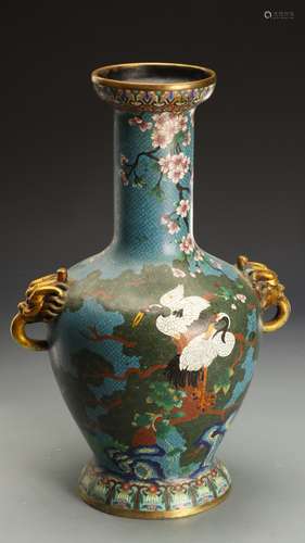 A  (DAQIANLONG YEAR MADE)Cloisonné VASE WITH TWO HANDLES