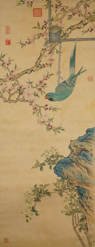 A CHINESE BIRD PAINTING ,HOUZAO Mark