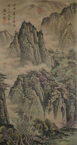 A CHINESE LANDSCAPE PAINTING,ZHANGDAFENG Mark