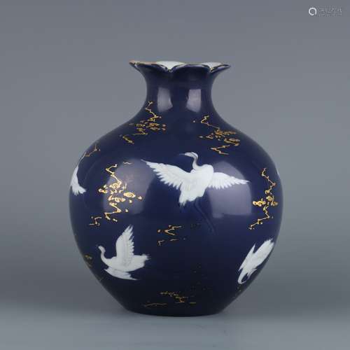 A  YONGZHENG IMPERIAL MADE BLUE GLAZED GILT DECORATED POMEGR...