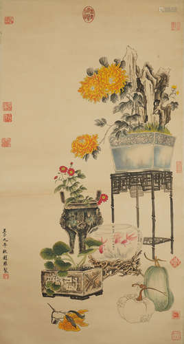 A CHINESE FLOWER PAINTING ,ZHAOYONG Mark