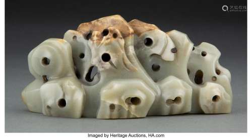 A Chinese Jade Brush Rest 3-1/4 x 7-1/4 inches (8.3 x 18.4 c...