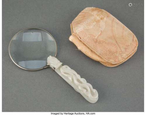 A Chinese Jade Belt Hook-Handled Magnifying Glass Marks to g...