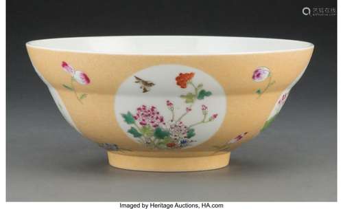 A Chinese Café au Lait Ground Medallion Bowl, late Qing Dyna...