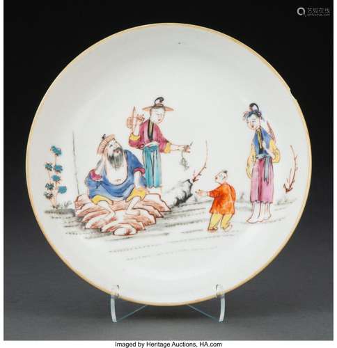 A Chinese Wucai Porcelain Dish, 18th century 6-1/8 x 6-1/8 x...