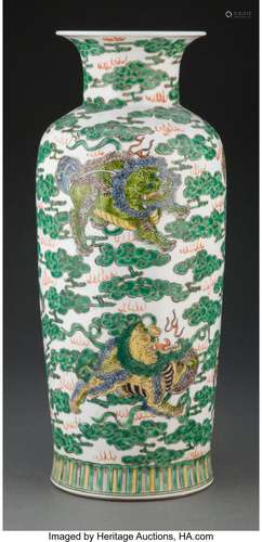 A Chinese Famille Verte Porcelain Vase Marks: six-character ...