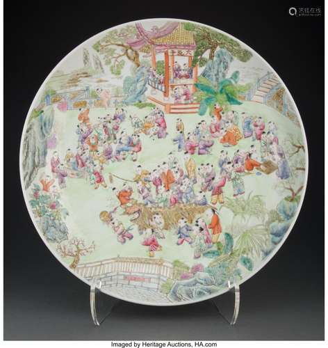 A Large Chinese Famille Rose Hundred Boys Charger, 19/20th c...