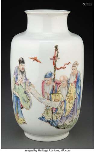 A Chinese Famille Rose Vase Marks: four-character Qianlong m...