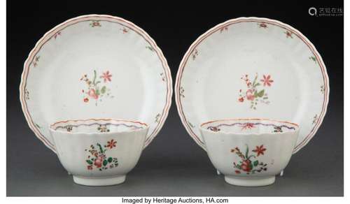 A Pair of Chinese Export Porcelain Bowls and Saucers 3-1/2 x...