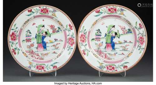 A Pair of Chinese Export Porcelain Plates, Qianlong period 9...