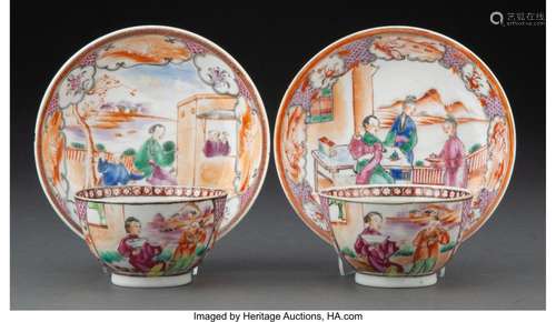 A Pair of Chinese Export Porcelain Bowls and Saucers, Qianlo...