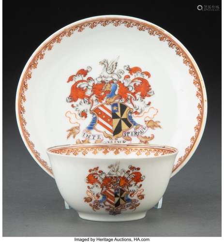 A Chinese Famille Rose Porcelain Armorial Bowl and Saucer, c...