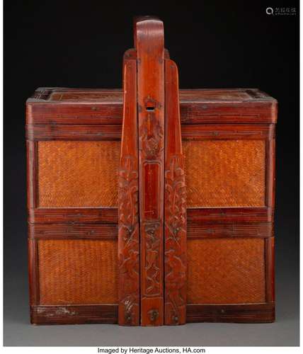 A Chinese Carved Wood Stacked Picnic Box 18 x 14 x 9 inches ...