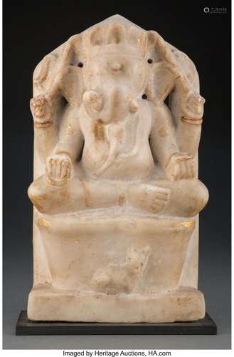 A South Asian Carved Hardstone Ganesha Figure 14-1/2 x 8-1/4...