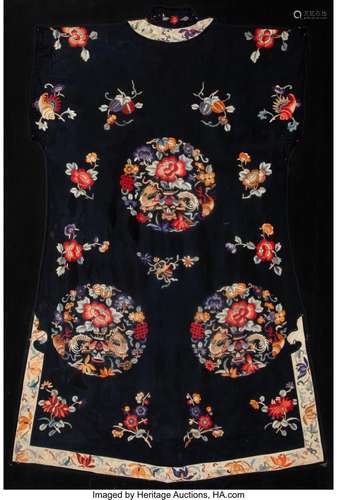 A Chinese Embroidered Silk Robe 45-1/2 x 26 inches (115.6 x ...