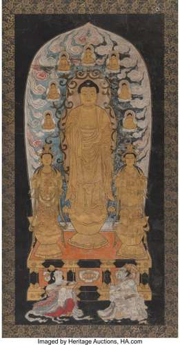 Japanese School (19th Century) Buddha Ink and color on silk ...