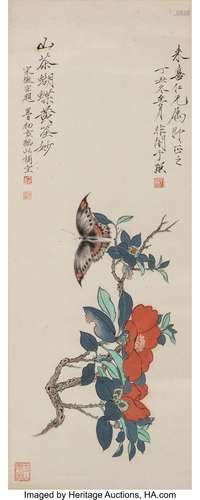 Attributed to Yu FeiAn (Chinese, 1889-1959) Butterfly and Pr...