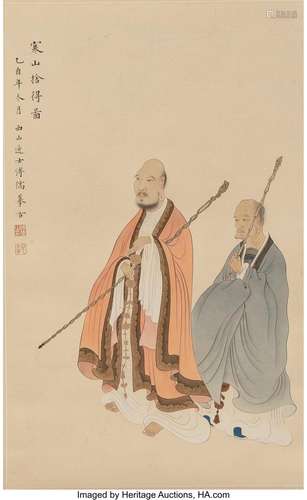 Attributed to Pu Ru (Chinese, 1896-1963) Two Sages Ink and c...