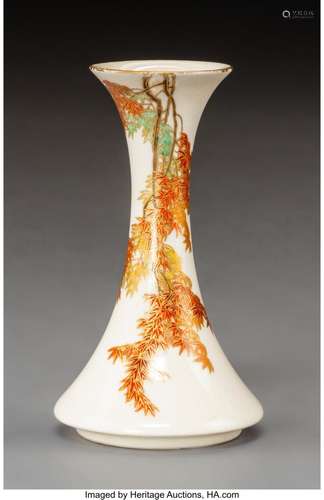 A Yabu Meizan Satsuma Earthenware Vase with Maple Branch Dec...