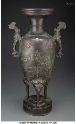 A Japanese Bronze Vase, 19th century 20-1/4 x 9-1/2 x 6-1/4 ...