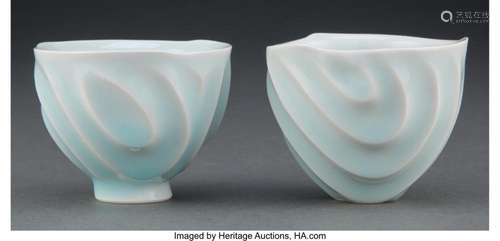 Ono Kotaro (Japanese, b. 1953) Two Sake Cups Glazed porcelai...