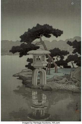 Hasui Kawase (Japanese, 1883-1957) Moonlight at Seichoen Gar...