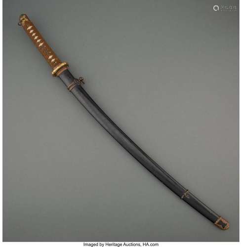 A Good Japanese Shin Shanto Katana Marks: inscription to tan...