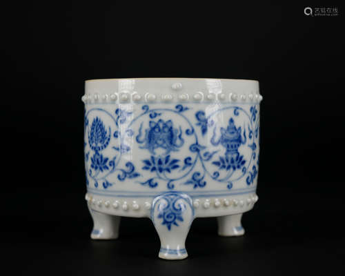 A blue and white censer