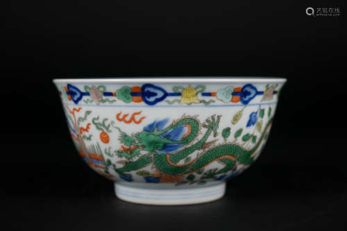 A Wu cai 'dragon' bowl