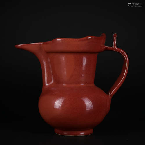 A peachbloom-glazed pot