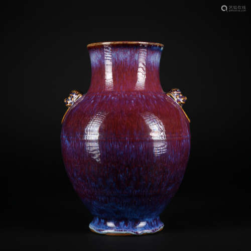 A flambe glazed vase